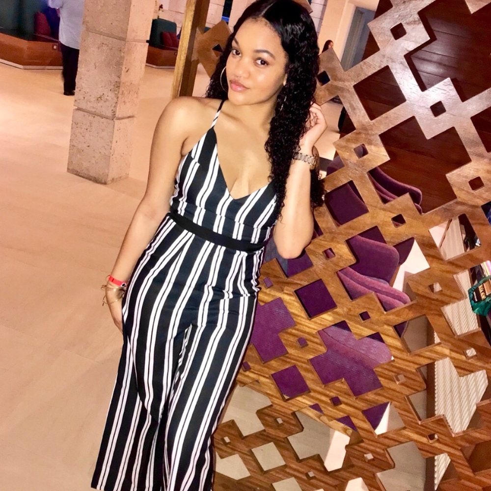 Black and white striped romper (only worn once)